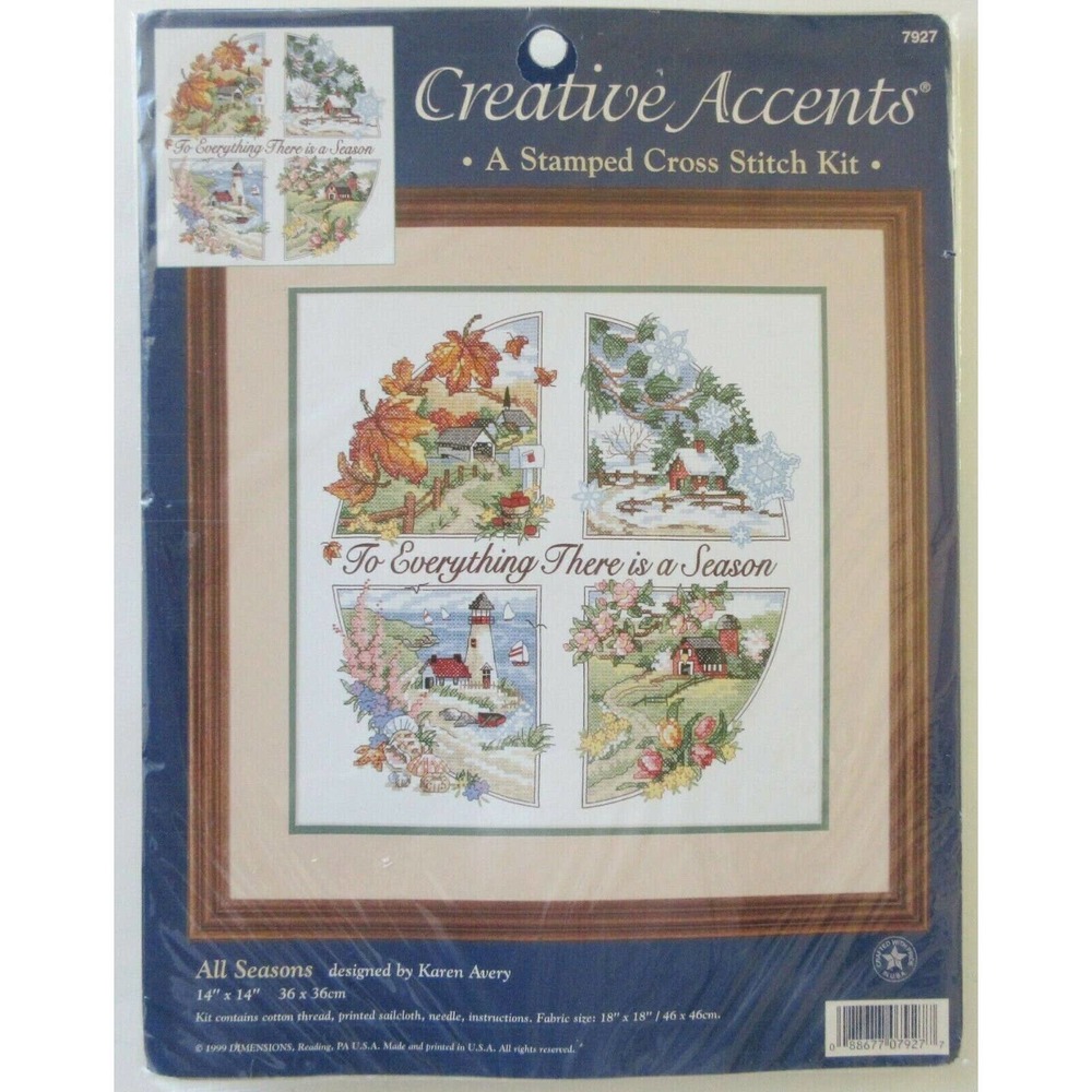 New Creative Accents 7927 All Seasons Stamped Cross Stitch Kit Dimensions 1999